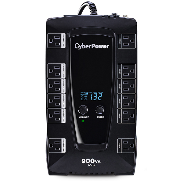 No-Break 900VA/480W CyberPower AVRG900LCD. 6 Tomas Respaldadas y Supresión d/P. + 6 con Supresión d/P., RJ11, LCD - imagen 1
