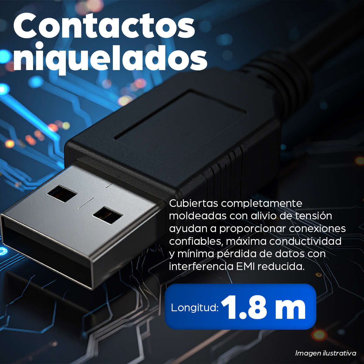 Cable USB-A a USB-B Macho a Macho 1.8m Manhattan 342650, 12Mbps, Color Negro - imagen 4