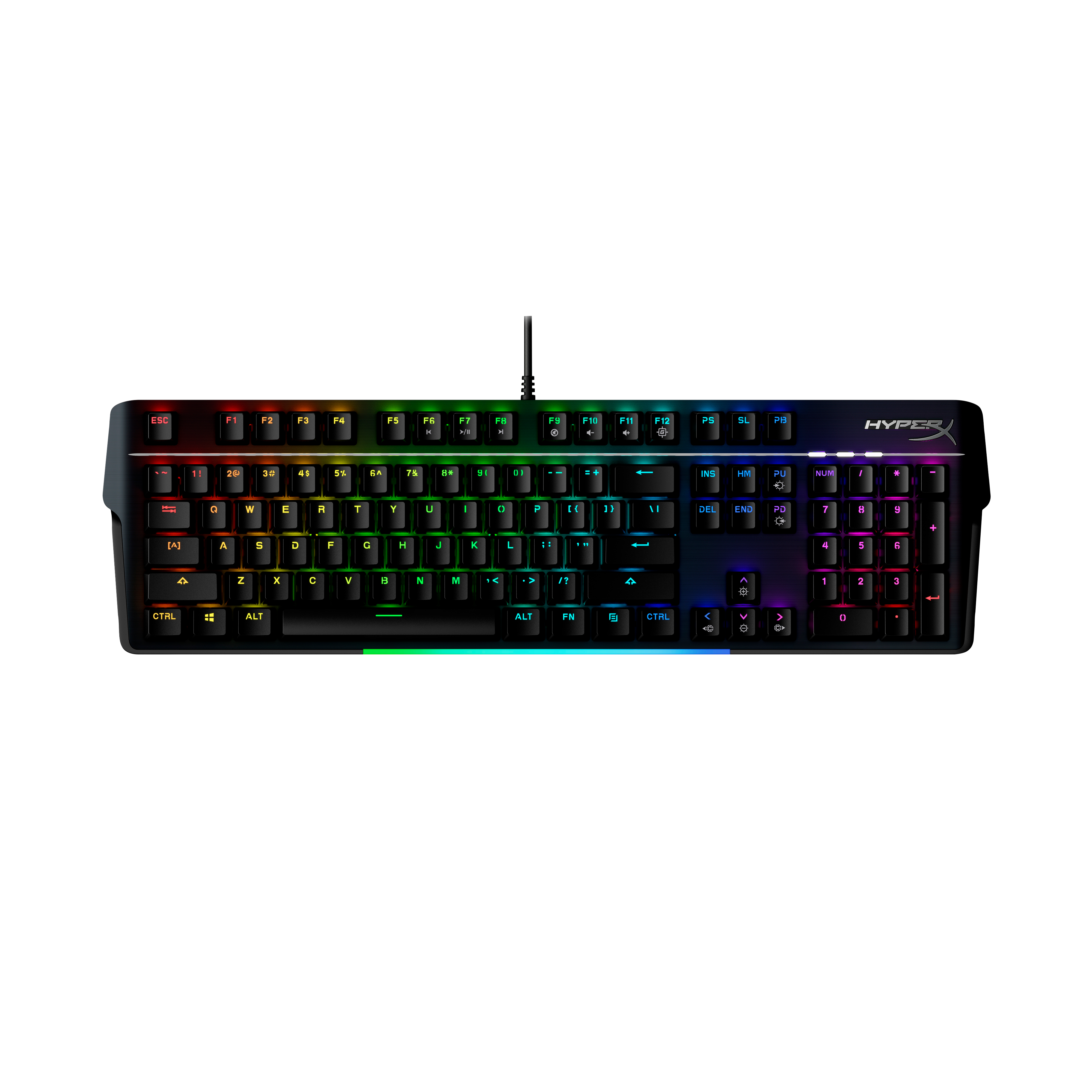 Teclado Alámbrico Mecánico, HyperX ALLOY MKW100, Switch Red, 100%, Reposa Muñecas, RGB por Tecla, Color Negro, Ingles