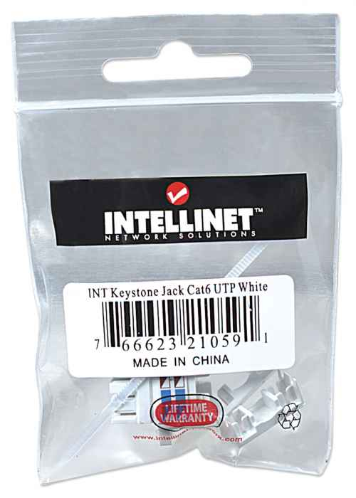 KeyStone Jack RJ45 Cat6 UTP Intellinet 210591, Terminación 110 y Krone, Color Blanco - imagen 2