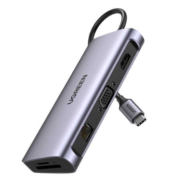 Docking Station USB-C Ugreen 80133, 3x USB 3.0, 1x USB-C PD, 1x HDMI, 1x VGA, 1x RJ45 Gigabit, 1x SD y TF, 1x 3.5mm - imagen 1