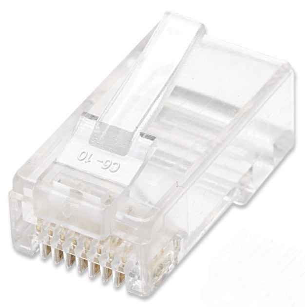 Bote con 100 Plugs RJ45 Cat5e UTP Intellinet 790055, Contactos Chapados en Oro, para Cable Flexible - imagen 1