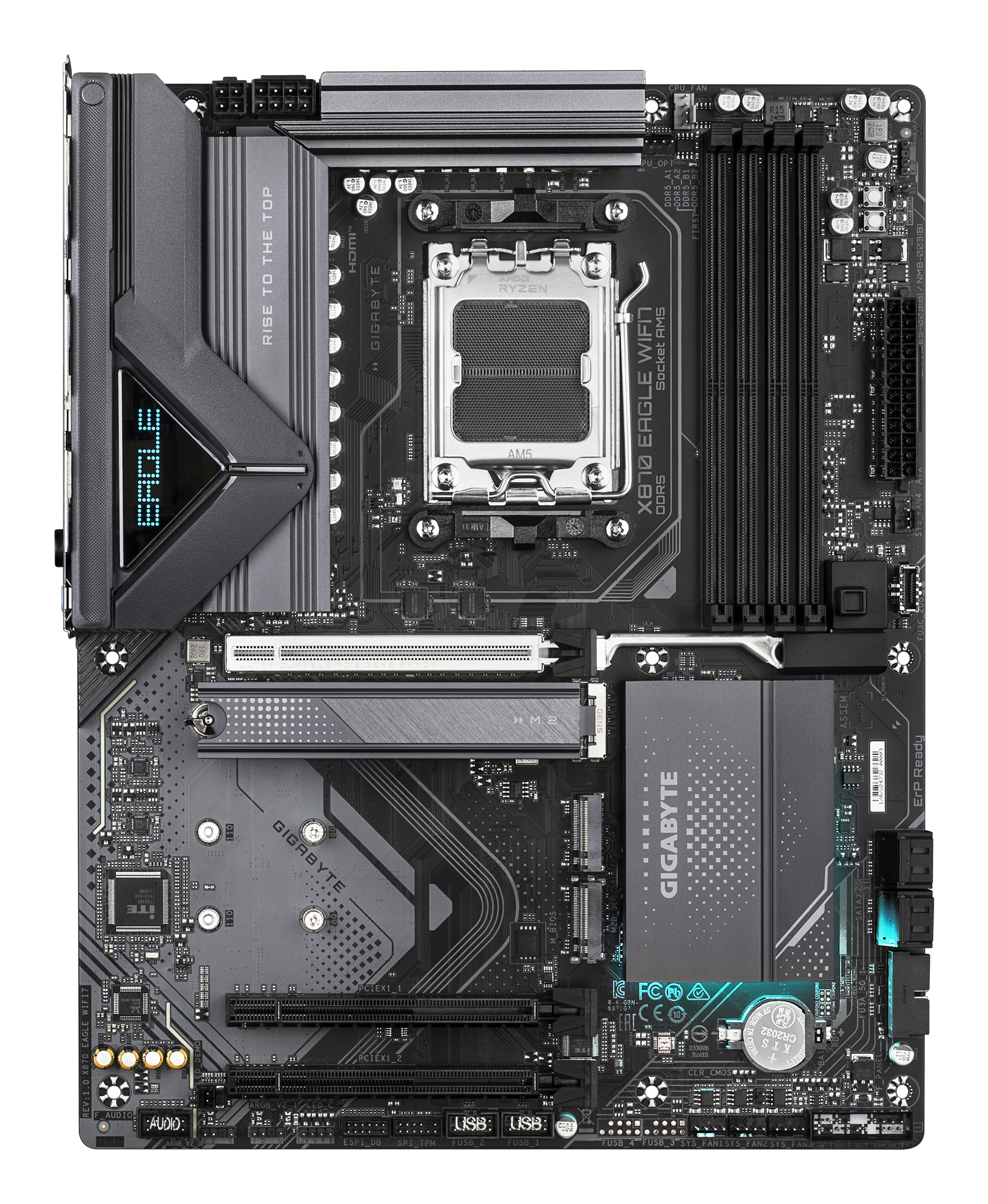 Motherboard AM5 ATX Gigabyte X870 EAGLE WIFI7, 256GB RAM DDR5 Max, 1 M.2 PCIe 5 + 2 M.2 PCIe 4, Wi-Fi 7 + BT 5.4