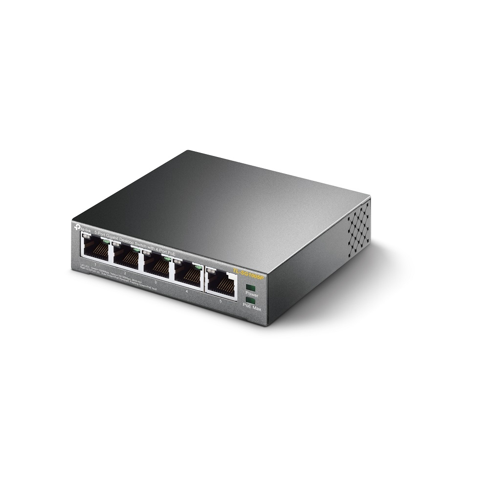 Switch 5 Puertos Gigabit PoE p/Escritorio Tp-Link TL-SG1005P, 4 Ptos PoE 30W y 250m por puerto, Caja de Metal - imagen 4
