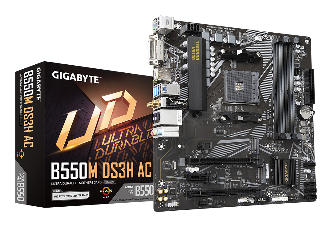 MotherBoard AM4 Micro-ATX Gigabyte B550M DS3H AC, 128GB RAM DDR4 Max, 1 M.2 PCIE 4 + 1 M.2 PCIE 3 + 4 SATA - imagen 5