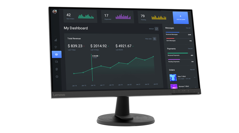 Monitor 24" 1920x1080 75Hz 7ms, Lenovo C24-40 LED, Panel VA, 1 HDMI 1 VGA, VESA - imagen 1