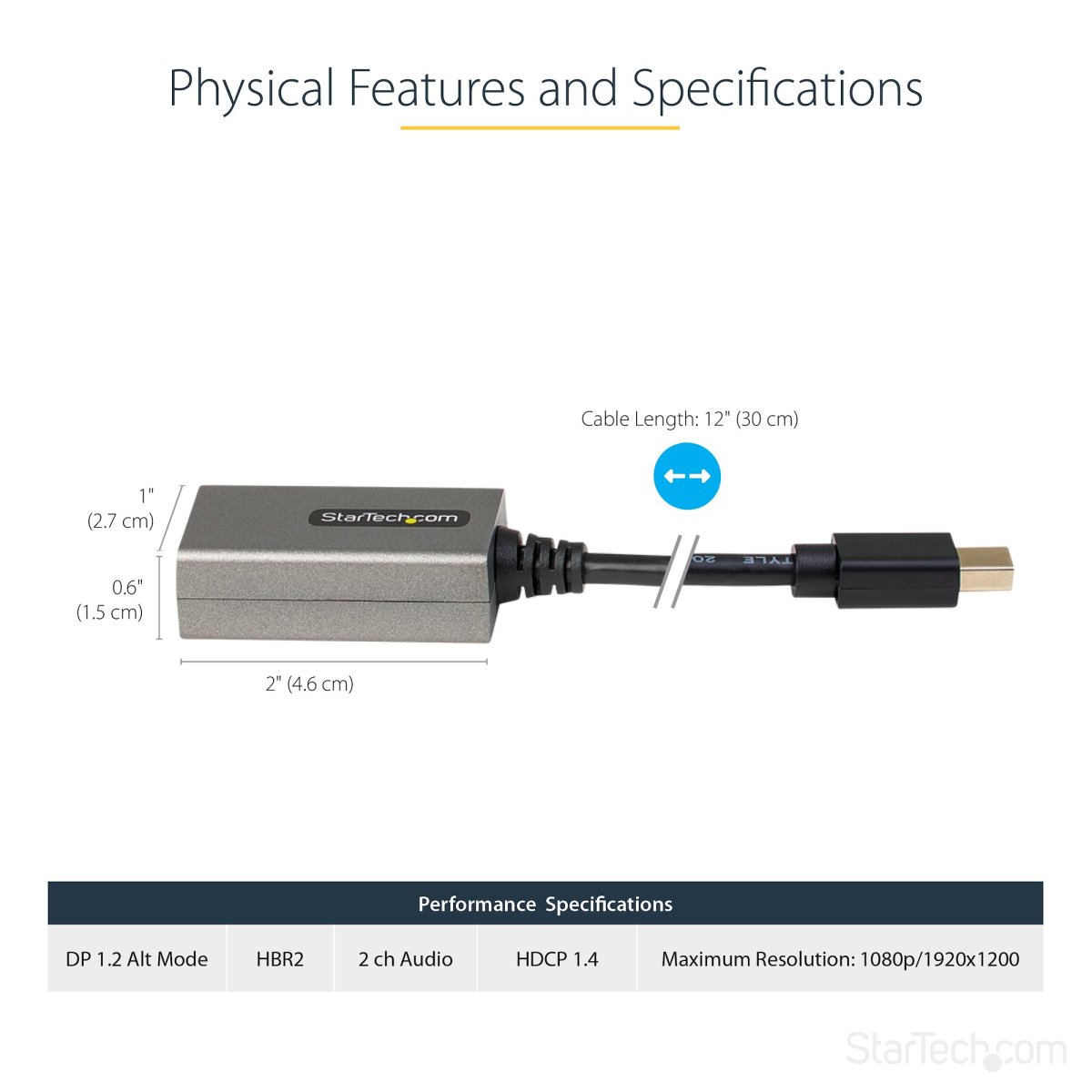 Cable Adaptador de Video 0.3m Mini DisplayPort a HDMI Startech MDP2HDEC, 1080p 60Hz, Color Negro - imagen 4