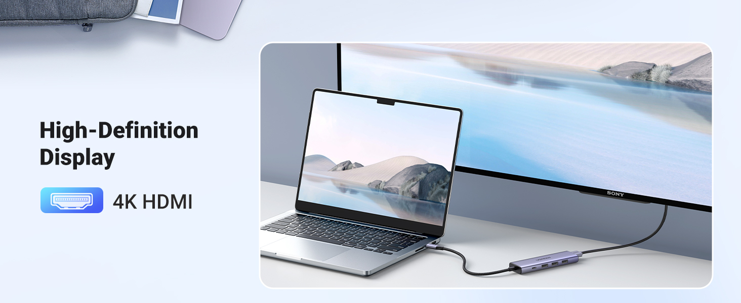 Ugreen HUB USB-C (Docking Station) 5 en 1 | HDMI 2.0 4K@30Hz | 3 USB-A 3.0 (5Gbps) | USB-C PD Carga 100W 15596 - imagen 5