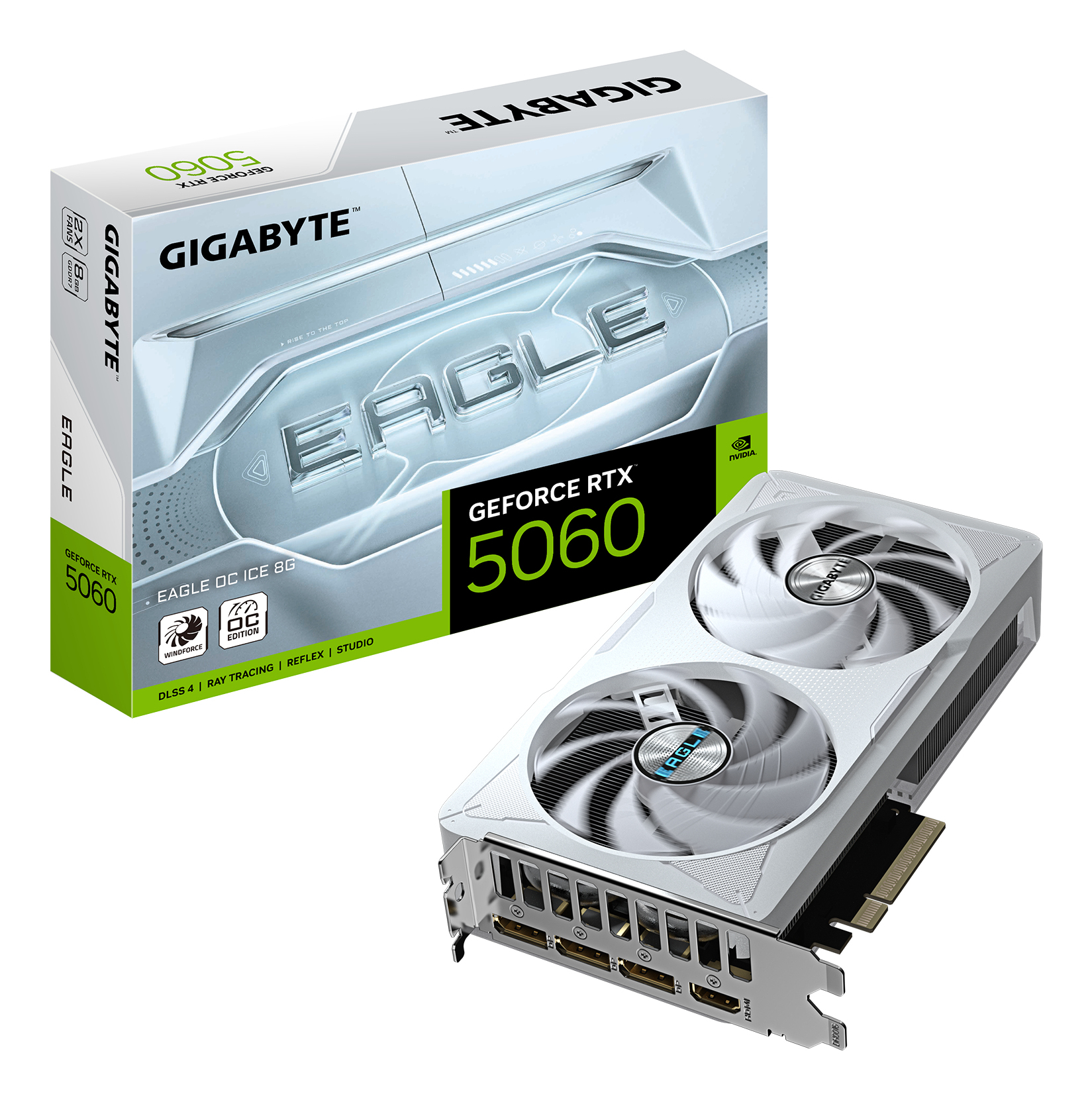 Tarjeta de Video NVIDIA RTX5060 OC Gigabyte EAGLE ICE, 8GB GDDR7, 3 DisplayPort + 1 HDMI, Min 550W