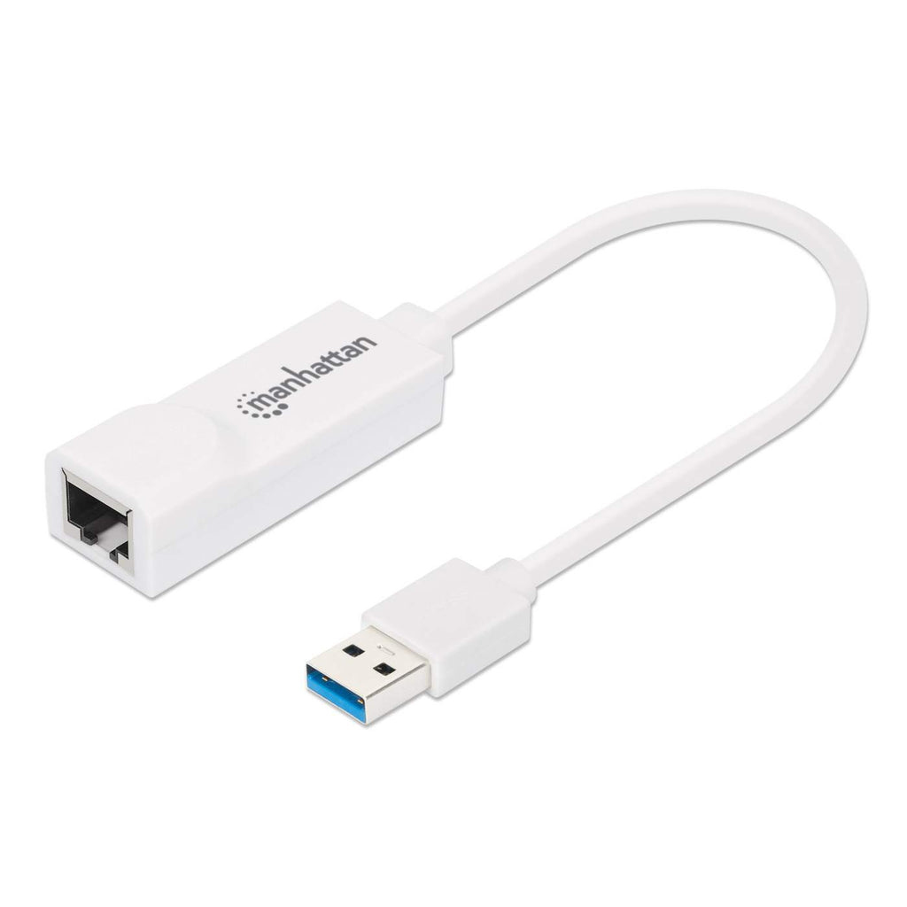 Adaptador Ethernet Gigabit de USB-A a RJ45 Manhattan 506847, Color Blanco