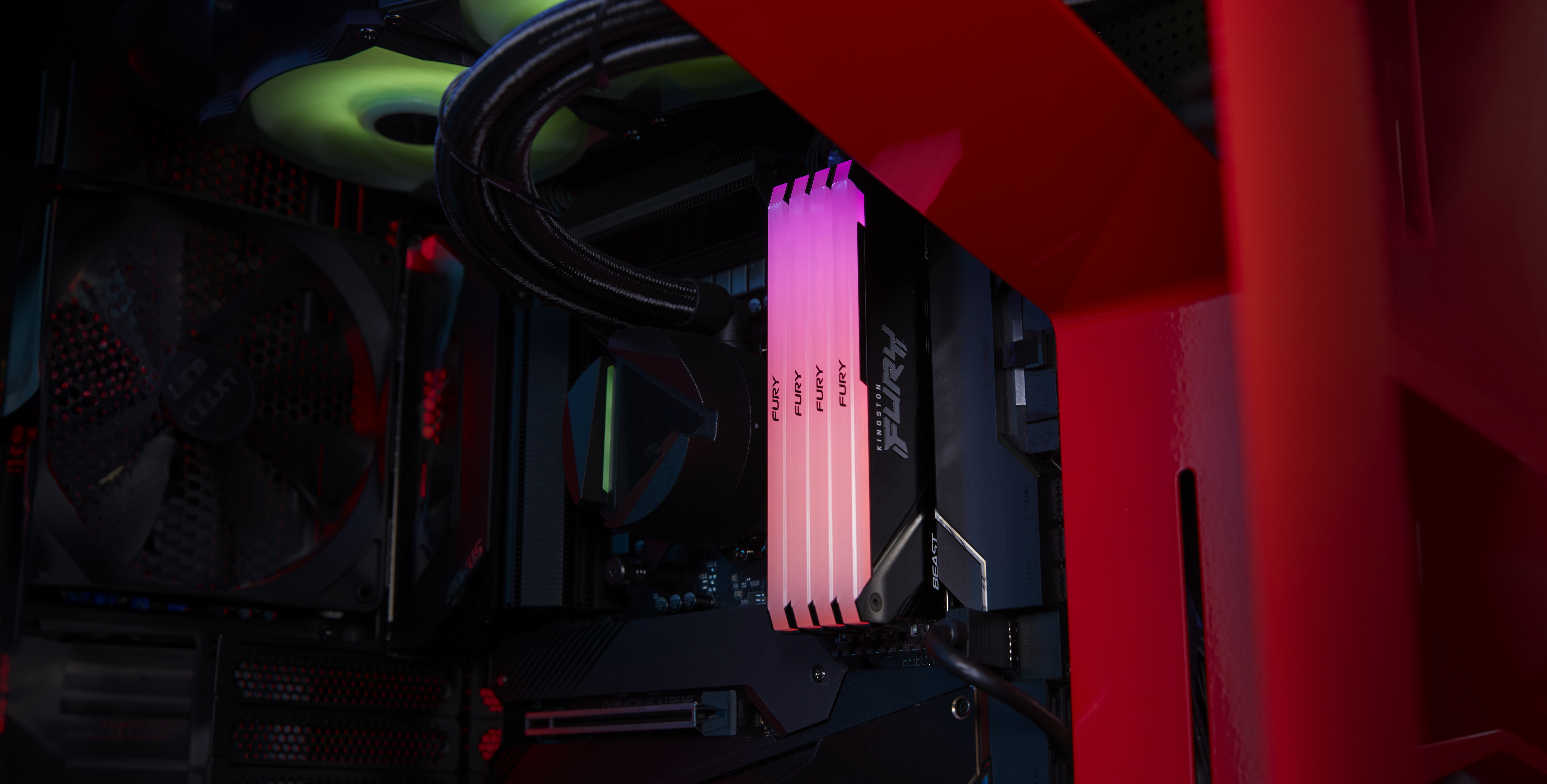 Memoria RAM DDR4 DIMM 16GB 3200MHz CL16, Kingston Fury Beast RGB, Color Negro. KF432C16BB2A/16
