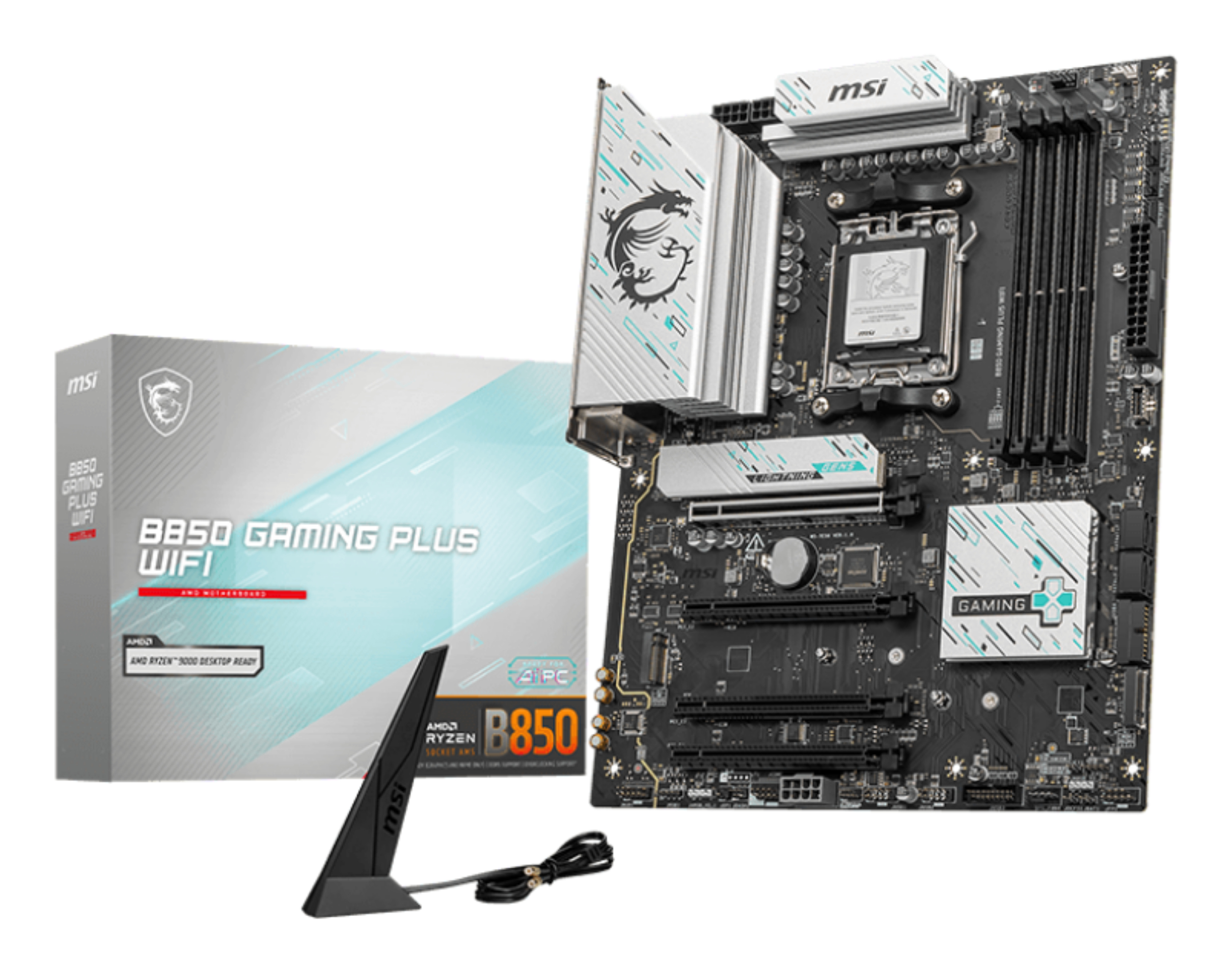 MotherBoard AM5 ATX MSI B850 GAMING PLUS WIFI, 256GB RAM DDR5 Max, 1 M.2 PCIE 5 + 2 M.2 PCIE 4, Wi-Fi 7 + BT 5.4