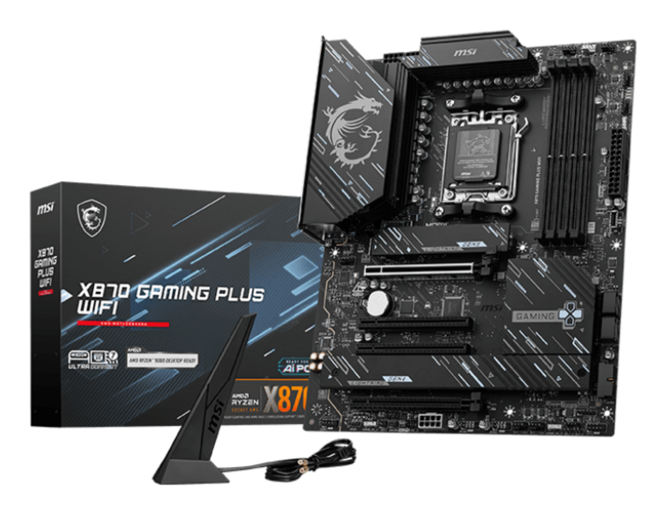 Motherboard AM5 ATX MSI X870 GAMING PLUS WIFI, 256GB RAM DDR5 Max, 1 M.2 PCIe 5 + 2 M.2 PCIe 4, Wi-Fi 7 + BT 5.4