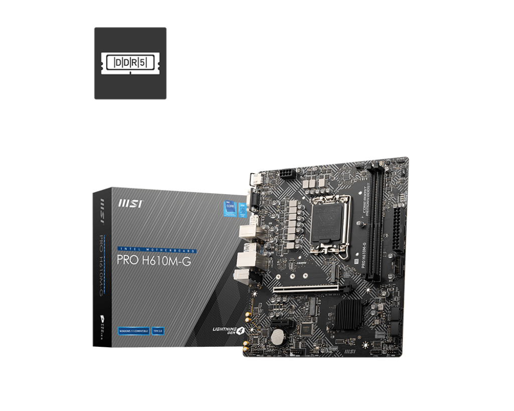 Motherboard LGA1700 Micro-ATX MSI PRO H610M-G DDR5, 96GB RAM DDR4 Max, 1 M.2 PCIE 3