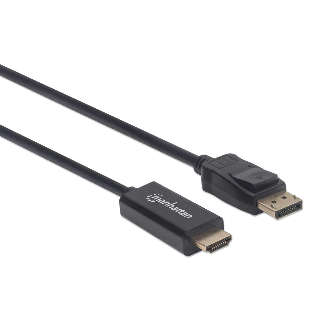 Cable Adaptador de Video 1m DisplayPort 1.1 a HDMI Manhattan 152662, 1080p 60Hz, Chapado en Oro, Color Negro - imagen 2