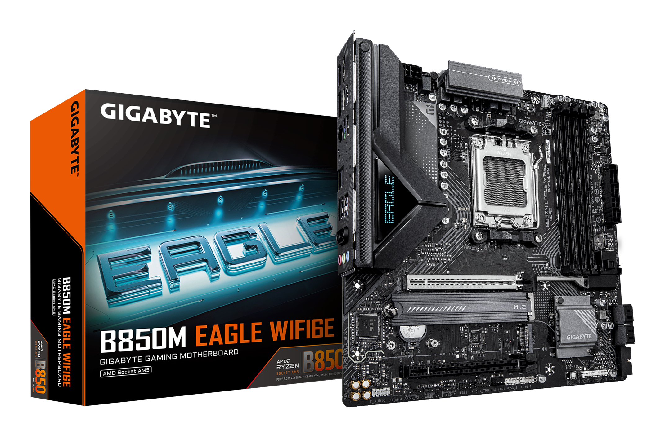 Motherboard AM5 Micro-ATX Gigabyte B850M EAGLE WIFI6E, 256GB RAM DDR5 Max, 1 M.2 PCIe 5 + 1 M.2 PCIe 4, Wi-Fi 6E + BT5.3