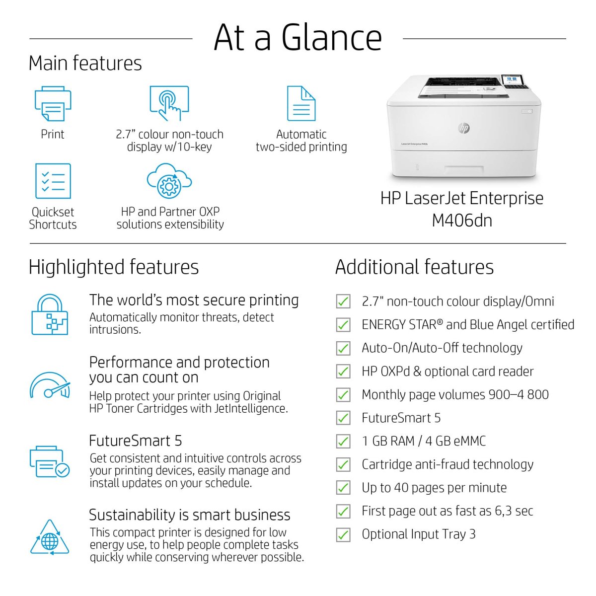 Impresora Láser HP LaserJet Enter M406dn - imagen 3