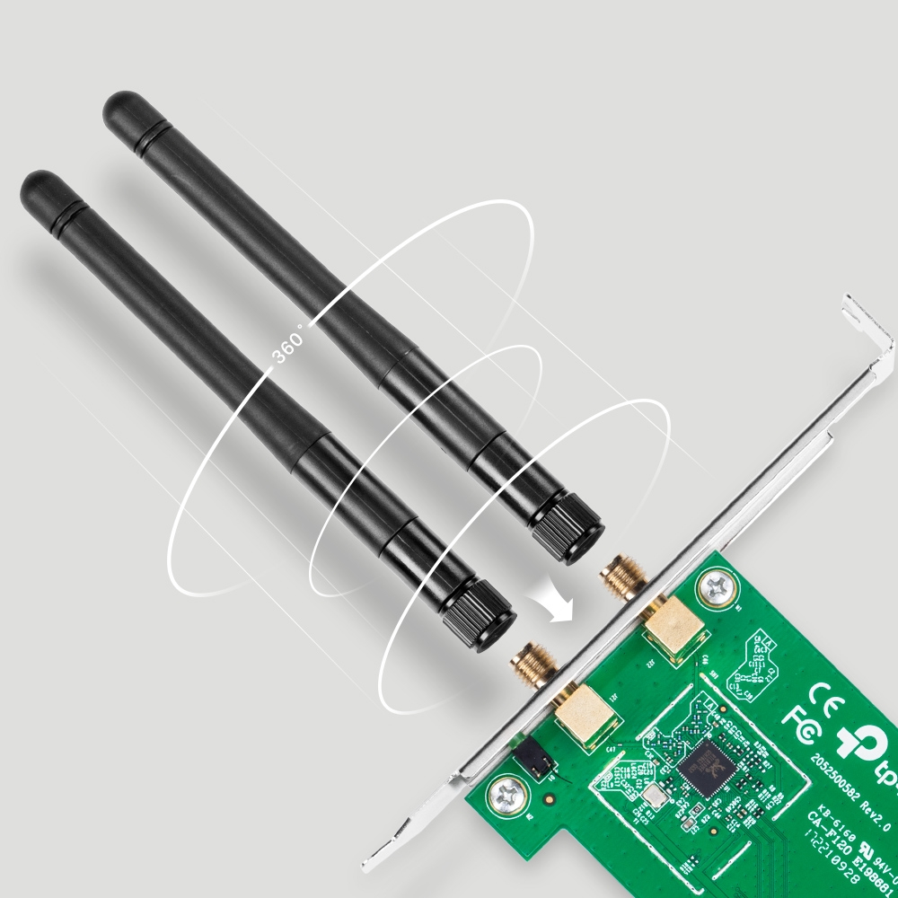 Tarjeta de Wi-Fi PCIe TP-Link TL-WN881ND, 2 Antenas 2.4GHz 300Mbps