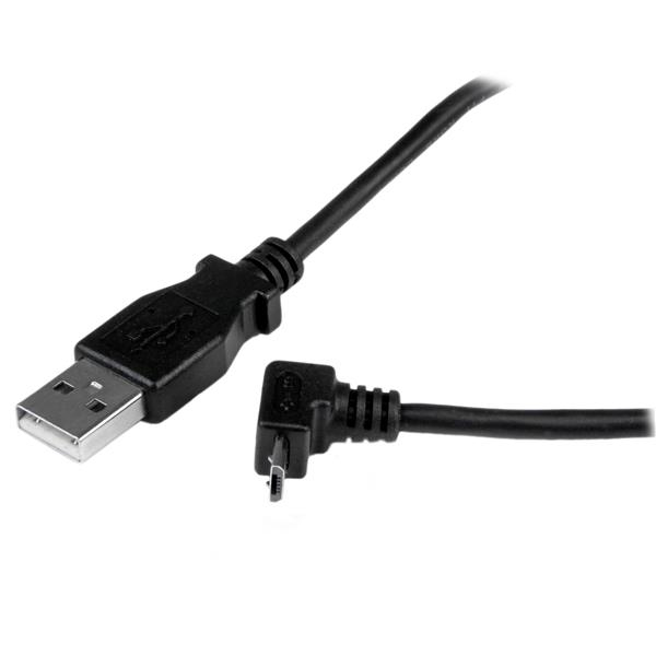 Cable USB-A 2.0 a Micro-USB 2.0 50cm Startech USBAUB50CMU, 480Mbps, Punta Acodada, Color Negro - imagen 2
