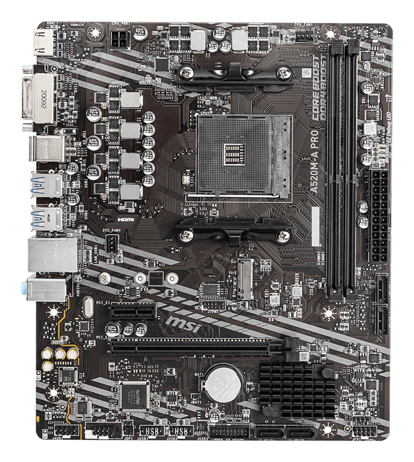 Motherboard AM4 Micro-ATX MSI A520M-A PRO, 64GB RAM DDR4 Max, 1 M.2 PCIe 3