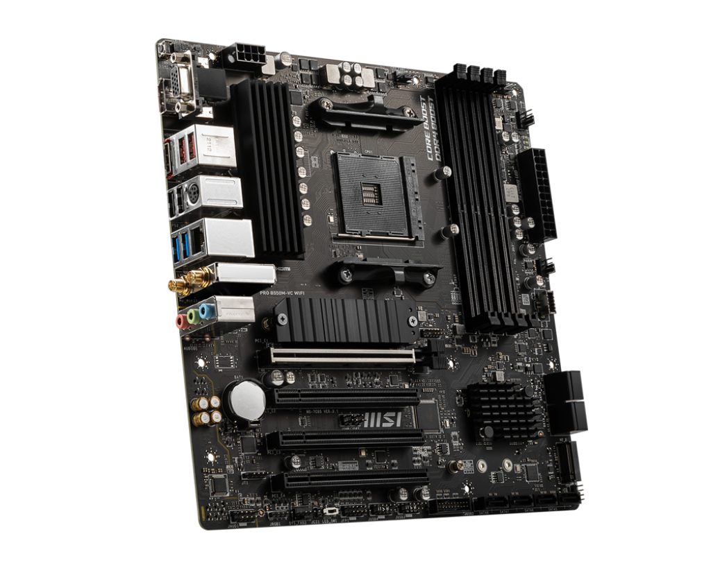 Motherboard AM4 Micro-ATX MSI PRO B550M-VC WIFI, 128GB RAM DDR4 Max, 1 M.2 PCIe 4 + 1 M.2 PCIe 3, Wi-Fi 6E + BT5.2