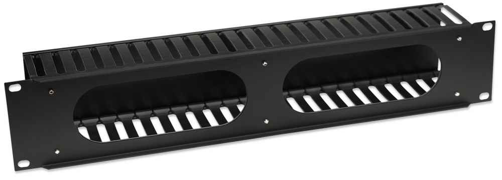 Organizador Horizontal de Cables con Tapa para Rack 19" 2U Intellinet 168458, Color Negro