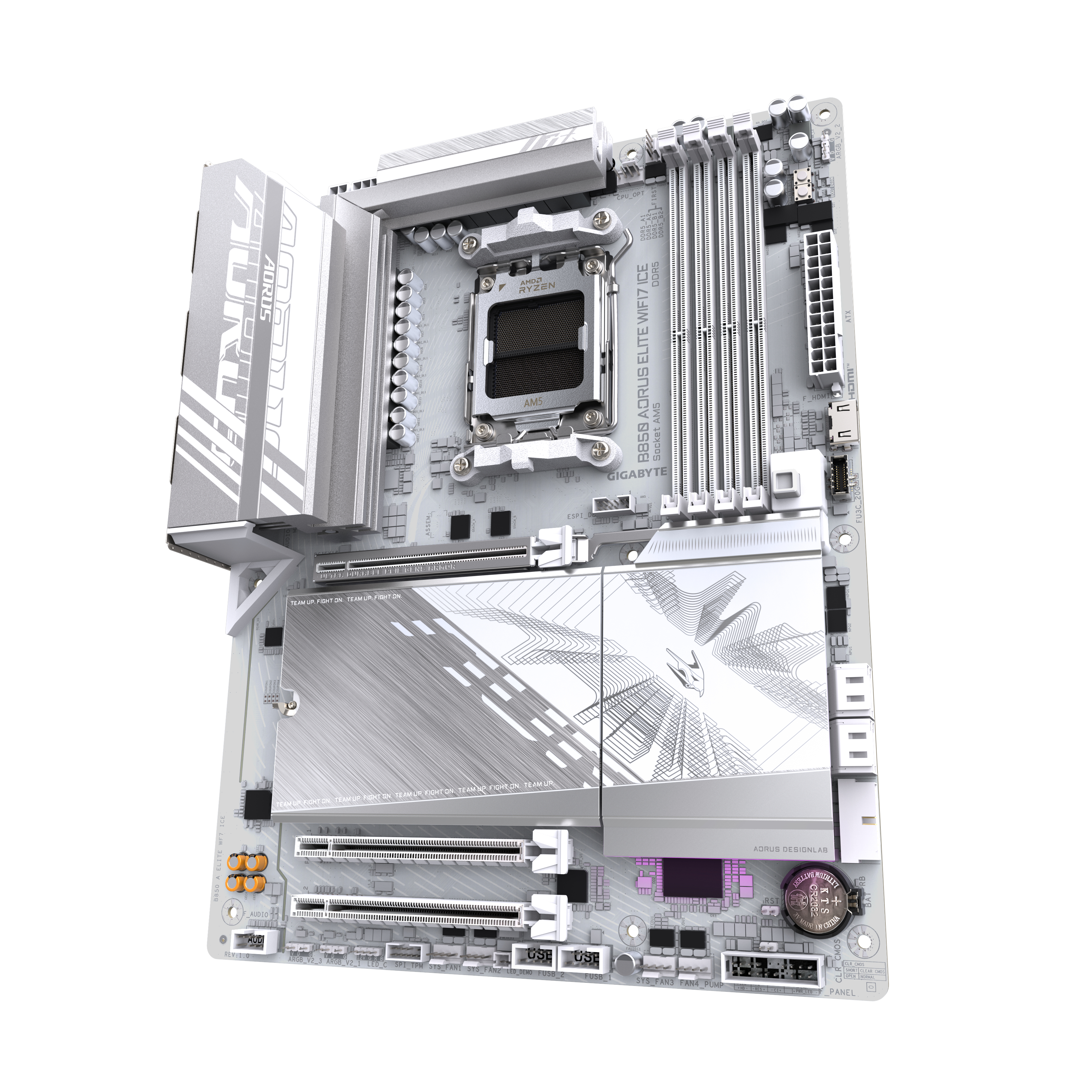 MotherBoard AM5 ATX B850 Aorus Elite Wifi7 ICE, 256GB RAM DDR5 Max, 1 M.2 PCIE 5 + 2 M.2 PCIE 4, Wi-Fi 7 + BT 5.4