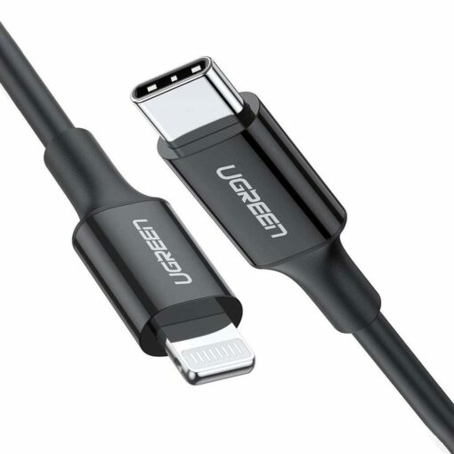Cable de Datos y Energía USB-C a Lightning 1m Ugreen 60751, Hasta 60W, Cubierta de TPE, Color Negro - imagen 1
