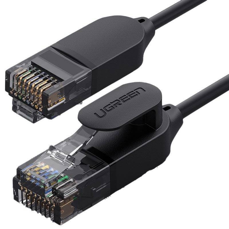 Patch Cord Cat6A 2m Ugreen 70334, Ultra Delgado, Hasta 10Gbps, Color Negro