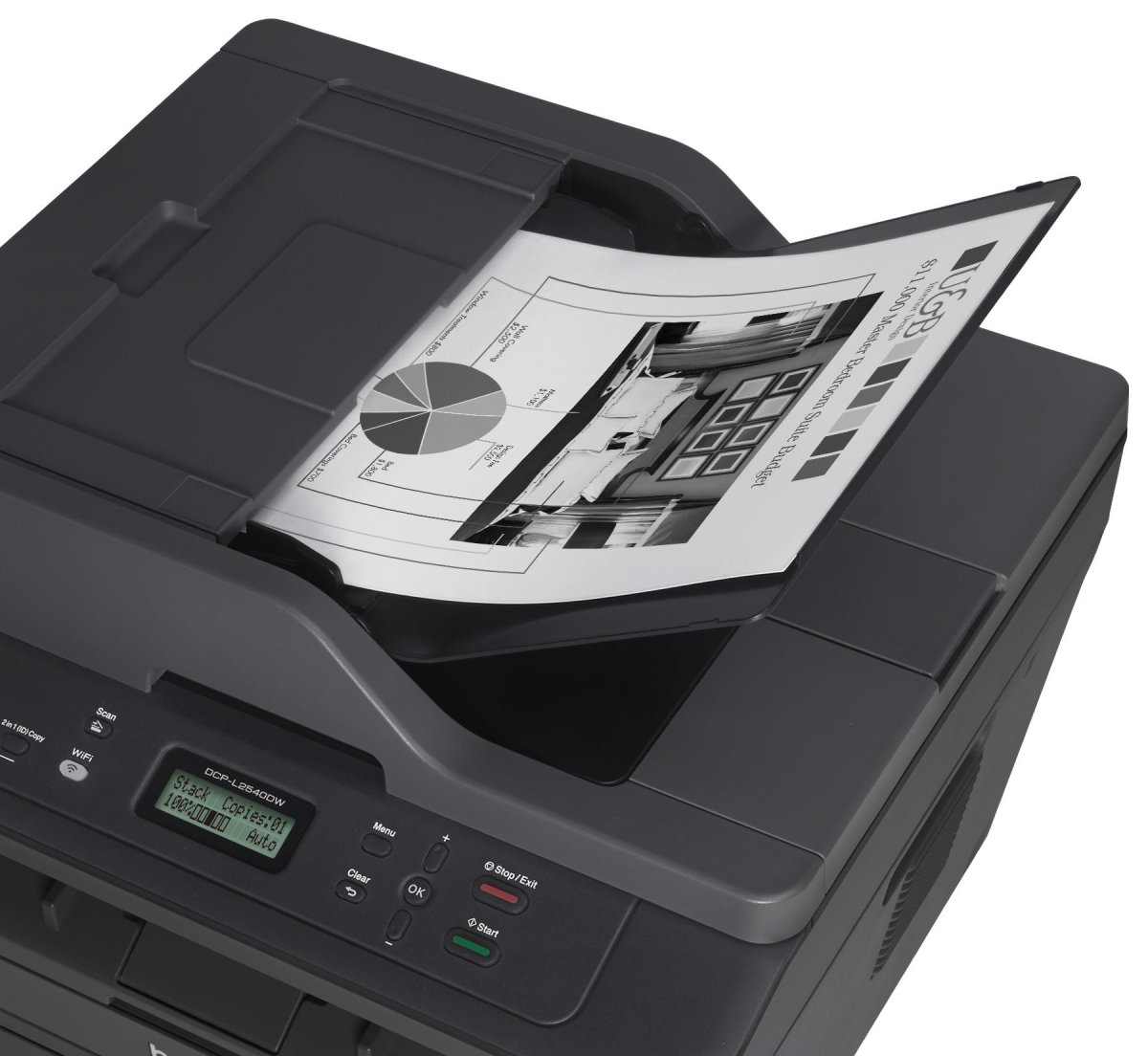 Impresora Multifuncional Brother DCP-L2540DW, Monocromática, ADF, Duplex, 30ppm, Wi-Fi + Ethernet. Tóner TN660. - imagen 3