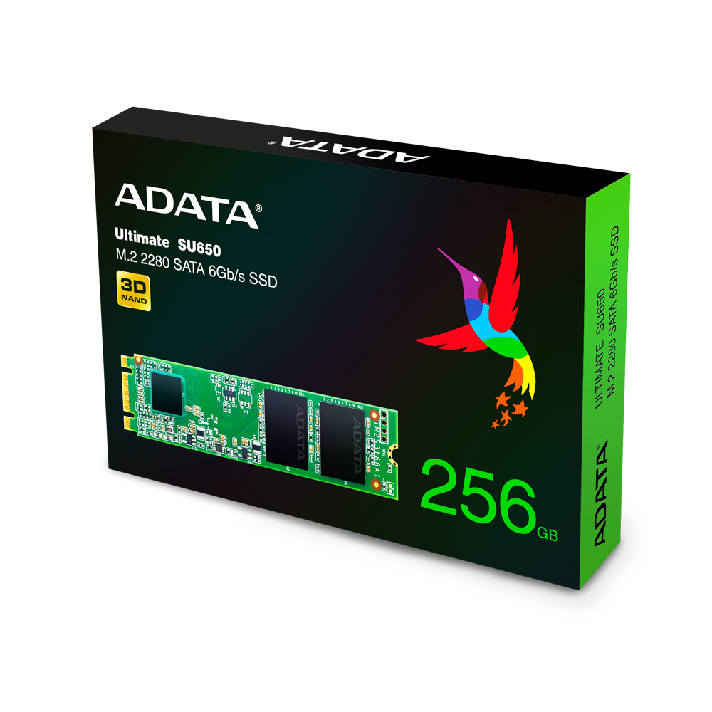 SSD M.2 SATA 256GB Adata SU650, Lectura 550MB/s Escritura 500MB/s. ASU650NS38-256GT-C
