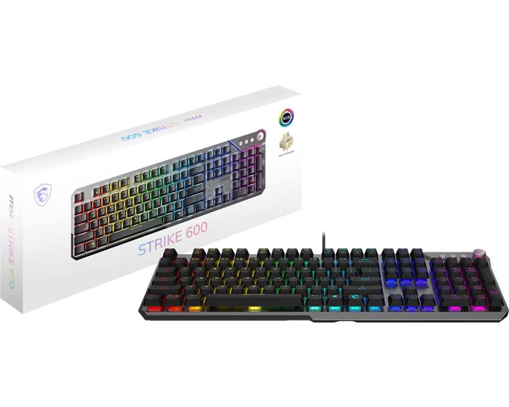 Teclado Alámbrico MSI Strike 600 Silent, 100%, RGB, Color Negro, Ingles