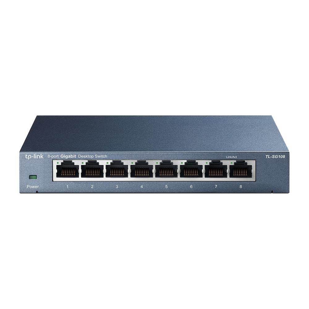 Switch 8 Puertos Gigabit p/Escritorio Tp-Link TL-SG108, Caja de Metal - imagen 1