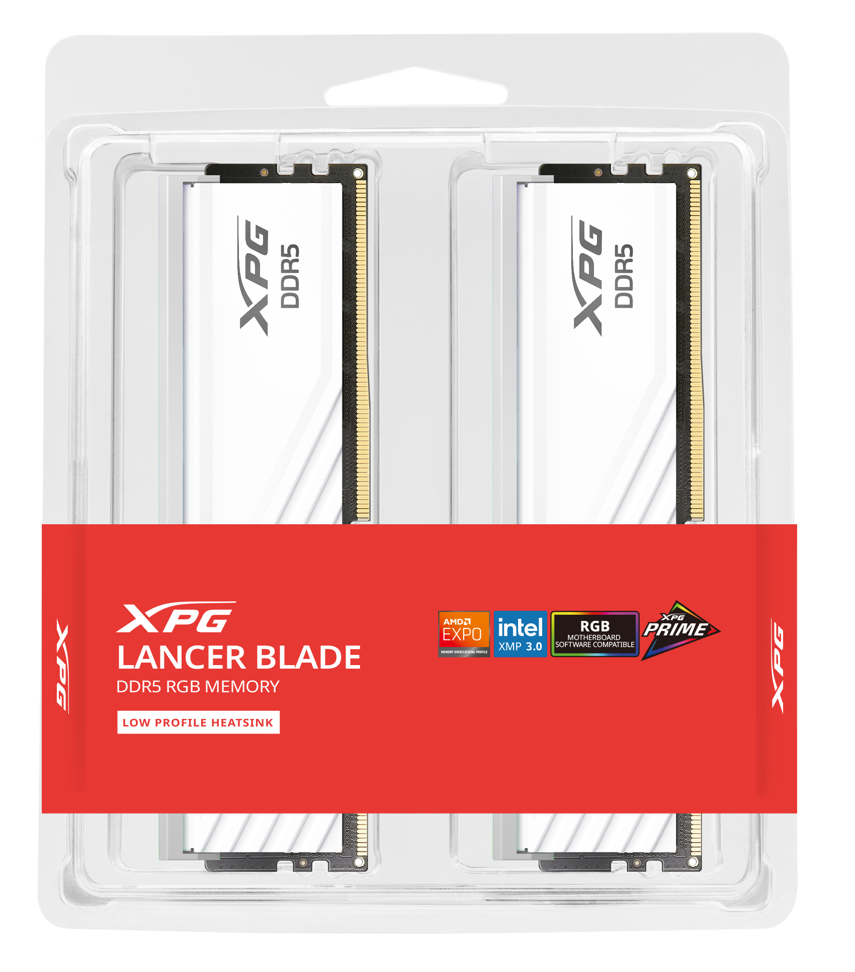 Kit de Memoria RAM DDR5 DIMM 48GB (2x24) 6000MHz CL30 XPG Lancer Blade RGB, Color Blanco. AX5U6000C3024G-DTLABRWH