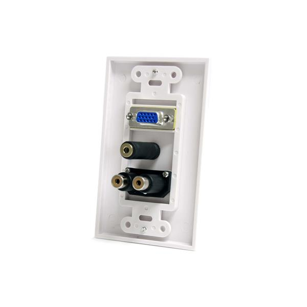 Tapa para Caja de Pared Startech VGAPLATERCA, Incluye conector VGA + 2x RCA + 1x 3.5mm, Color blanco - imagen 2