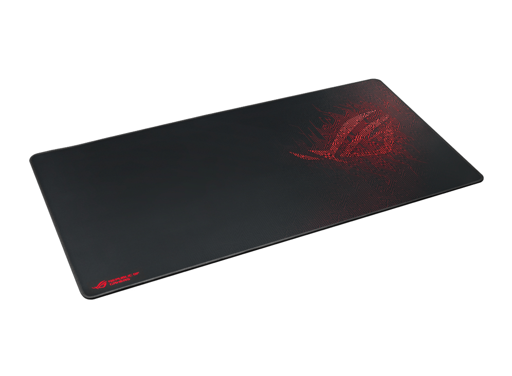 Mousepad Asus ROG Sheath NC01, Tela + Goma, 90cm x 44cm x 3mm, Bordes Cosidos, Color Negro - imagen 2