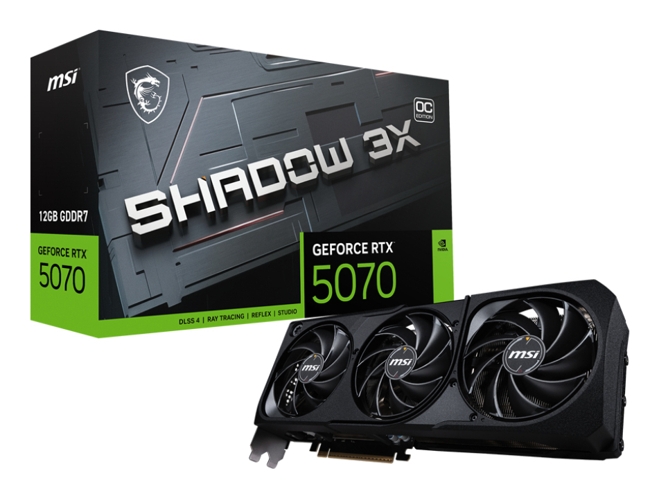 Tarjeta de Video NVIDIA RTX5070 OC MSI SHADOW 3x, 12GB GDDR7, 3 DisplayPort + 1 HDMI, Min 650W - imagen 1