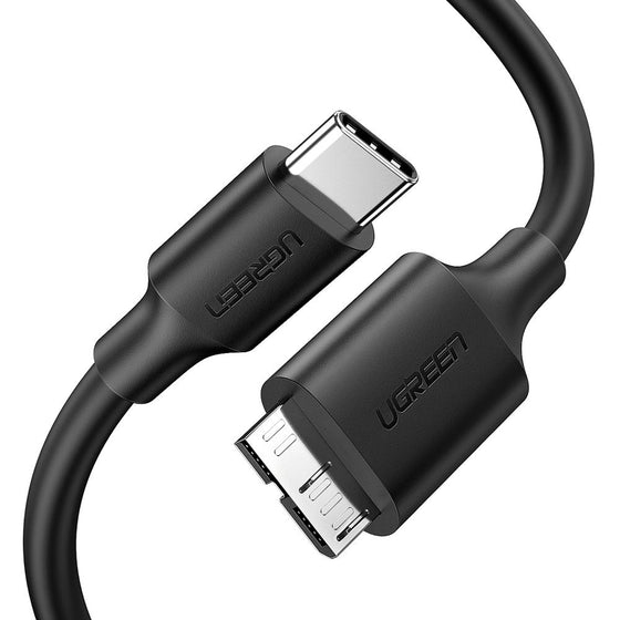 Cable Micro-USB-B 3.0 a USB-C 1m Ugreen 20103, 5Gbps, Color Negro - imagen 1