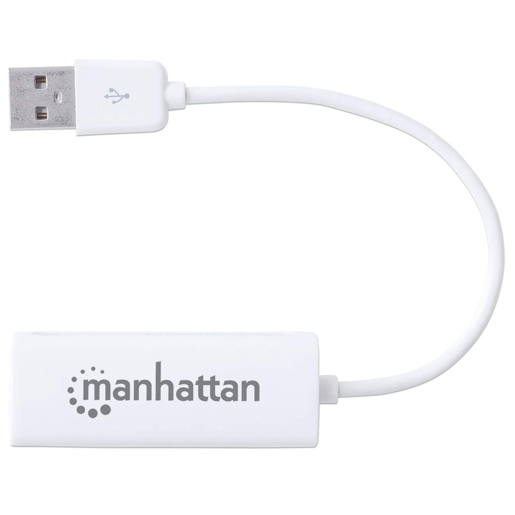 Adaptador Ethernet 10/100 de USB-A a RJ45 Manhattan 506731, Color Blanco