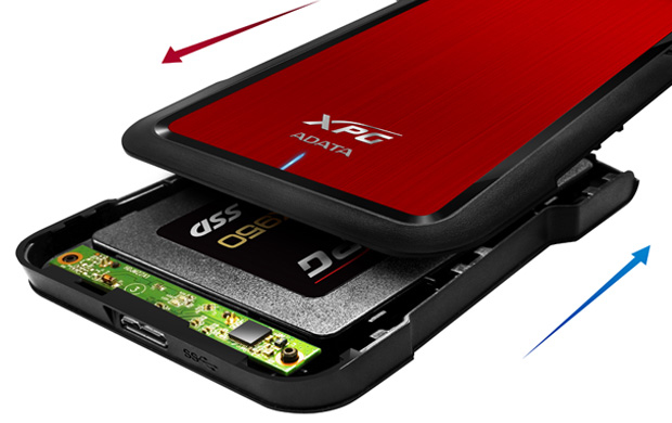 Enclosure para Disco 2.5" SATA, XPG EX500, USB-A 3.1, Carcasa de plastico, Color Rojo