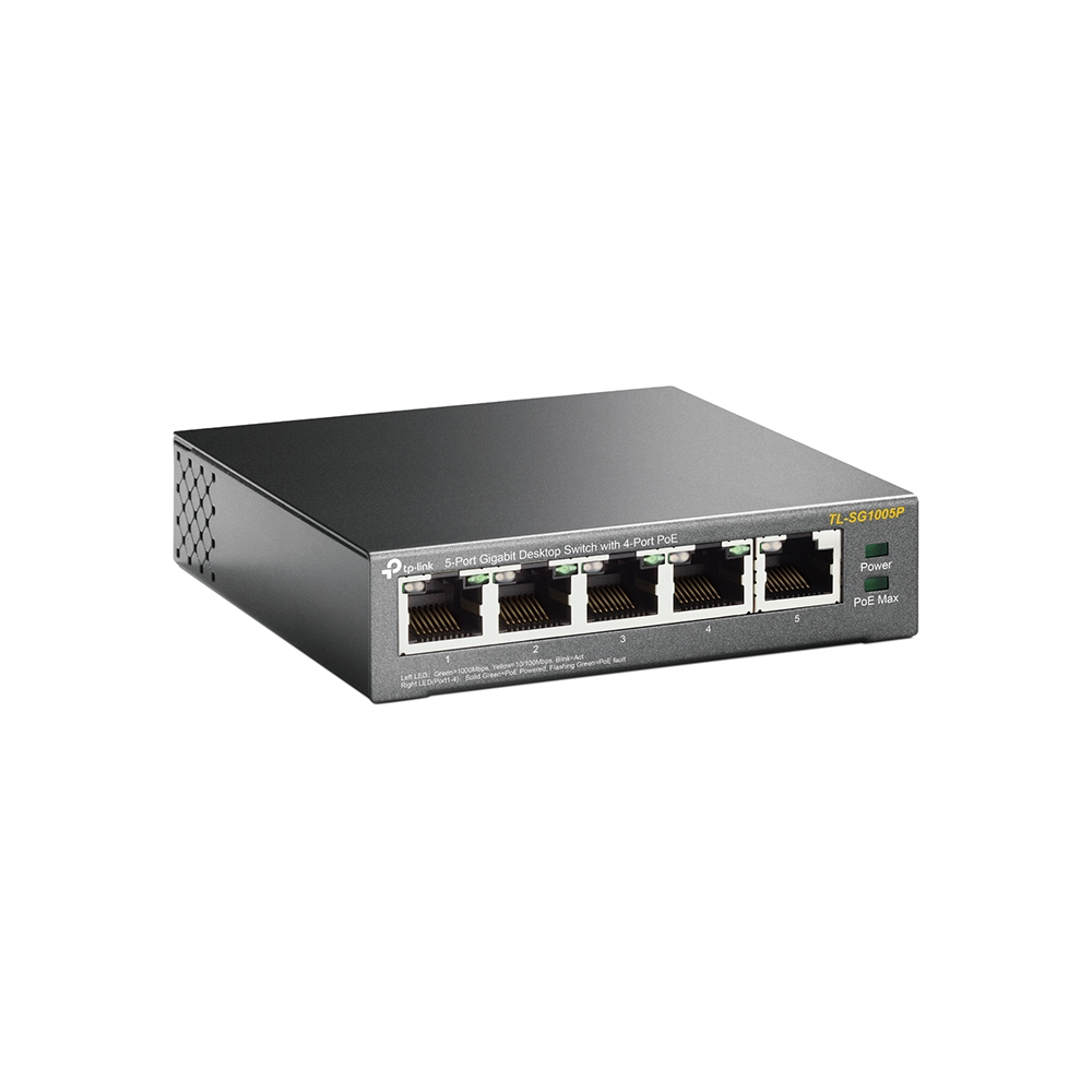 Switch 5 Puertos Gigabit PoE p/Escritorio Tp-Link TL-SG1005P, 4 Ptos PoE 30W y 250m por puerto, Caja de Metal - imagen 2