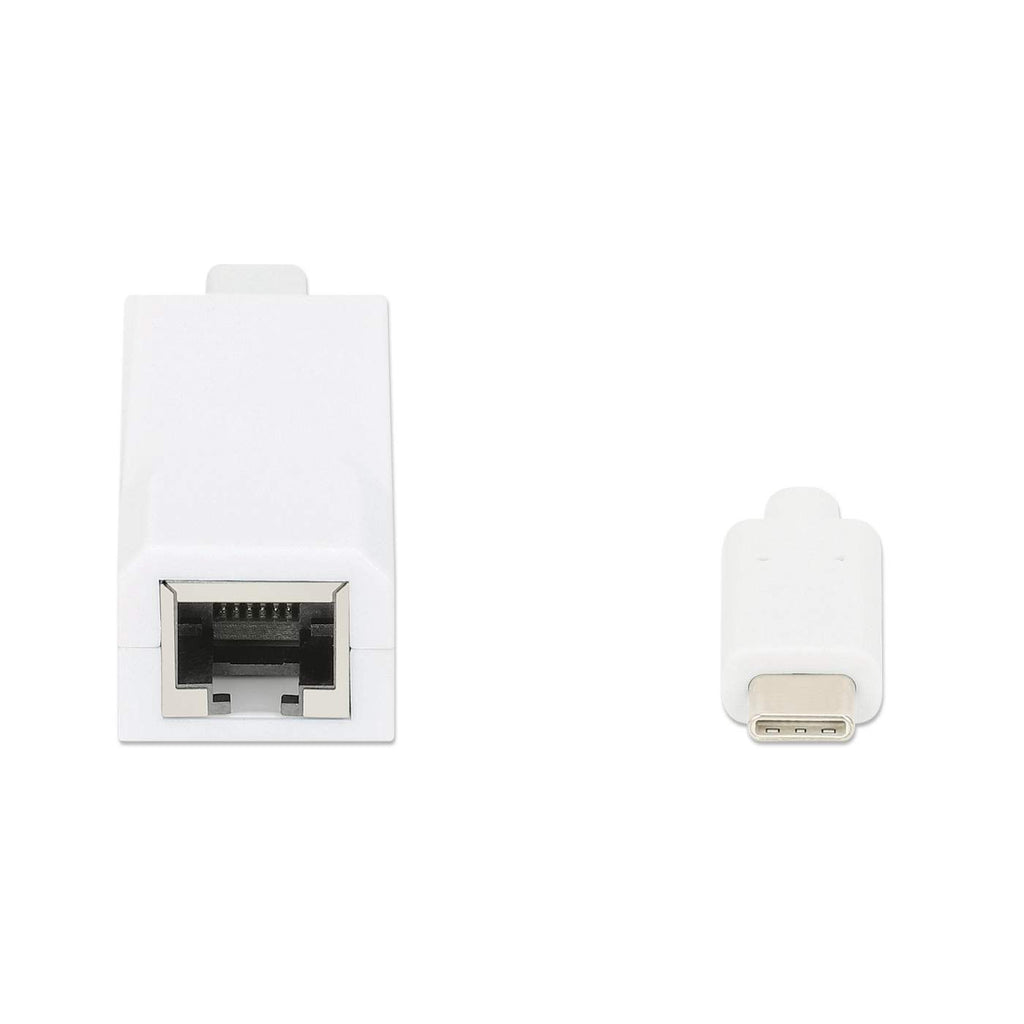 Adaptador Ethernet Gigabit de USB-C a RJ45 Manhattan 507585, Color Blanco