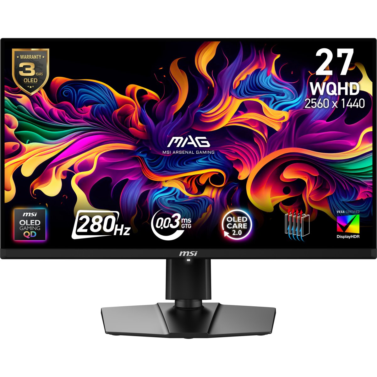 Monitor 27" 2560x1440 280Hz 0.03ms, MSI MAG 271QP QD-OLED X28, Panel QD-OLED, FreeSync/G-Sync, Color Negro - imagen 1