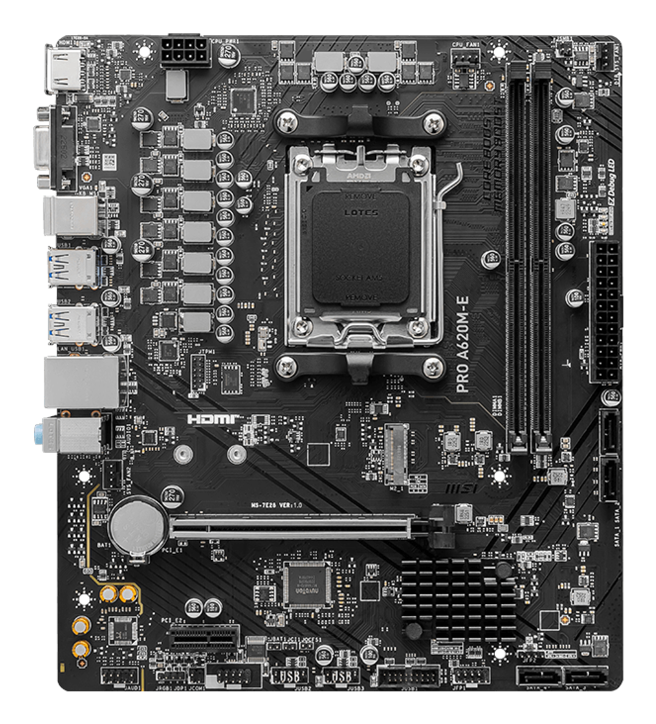Motherboard AM5 Micro-ATX MSI PRO A620M-E, 128GB RAM DDR5 Max, 1 M.2 PCIe 4 - imagen 2