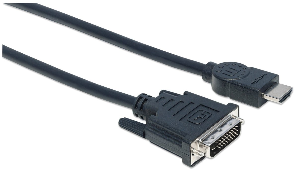 Cable Adaptador de Video 3m HDMI a DVI-D (24+1) Manhattan 372510, Hasta 1080p 60Hz, Chapado en Oro, Color Negro - imagen 2