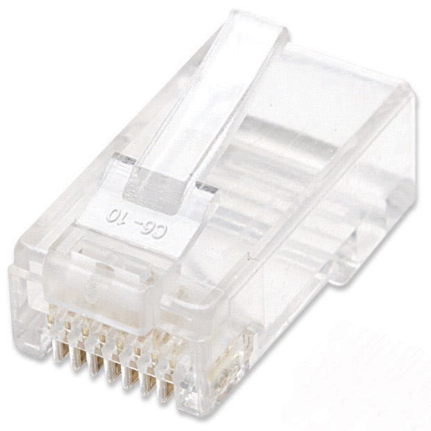 Bote con 100 Plugs RJ45 Cat6 UTP Intellinet 502344, Contactos Chapados en Oro, para Cable Flexible - imagen 1