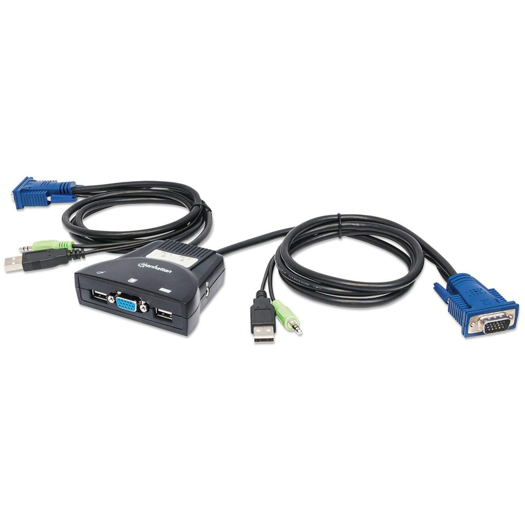 Mini Switch KVM 2 CPUs a 1 Monitor 1.2m Manhattan, Hasta 1920x1440, Conexión por VGA. 151245