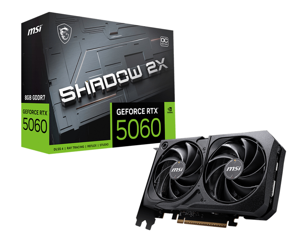 Tarjeta de Video NVIDIA RTX5060 MSI Shadow 2x, 8GB GDDR7, 3 DisplayPort + 1 HDMI, Min 550W - imagen 1