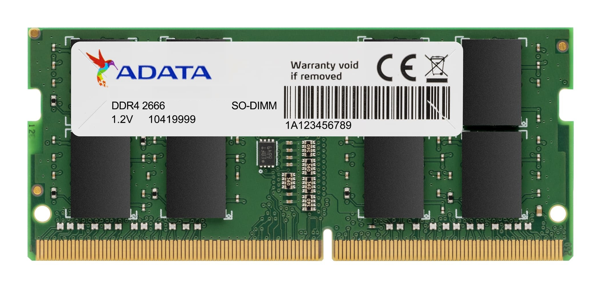 Memoria RAM DDR4 SO-DIMM 16GB 2666MHz CL19 Adata, Color Verde. AD4S266616G19-SGN - imagen 1