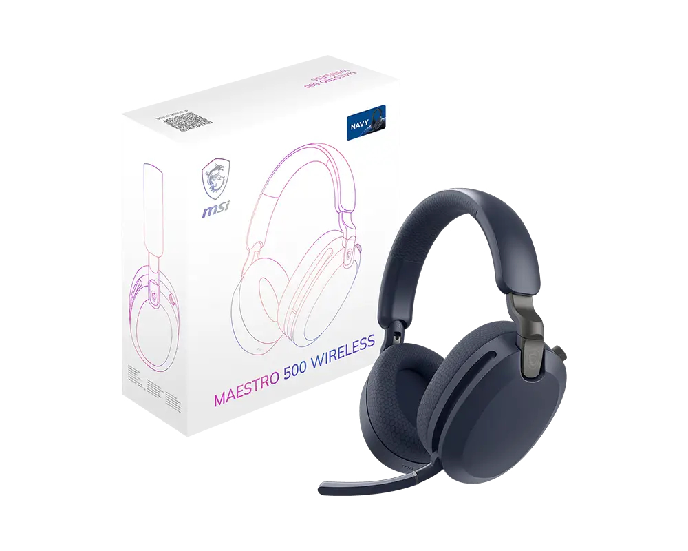 Diadema Inalámbrica RF + Bluetooth MSI Maestro 500 Wireless, Micrófono Retráctil, Hasta 90Hrs de Batería, Color Navy - imagen 1